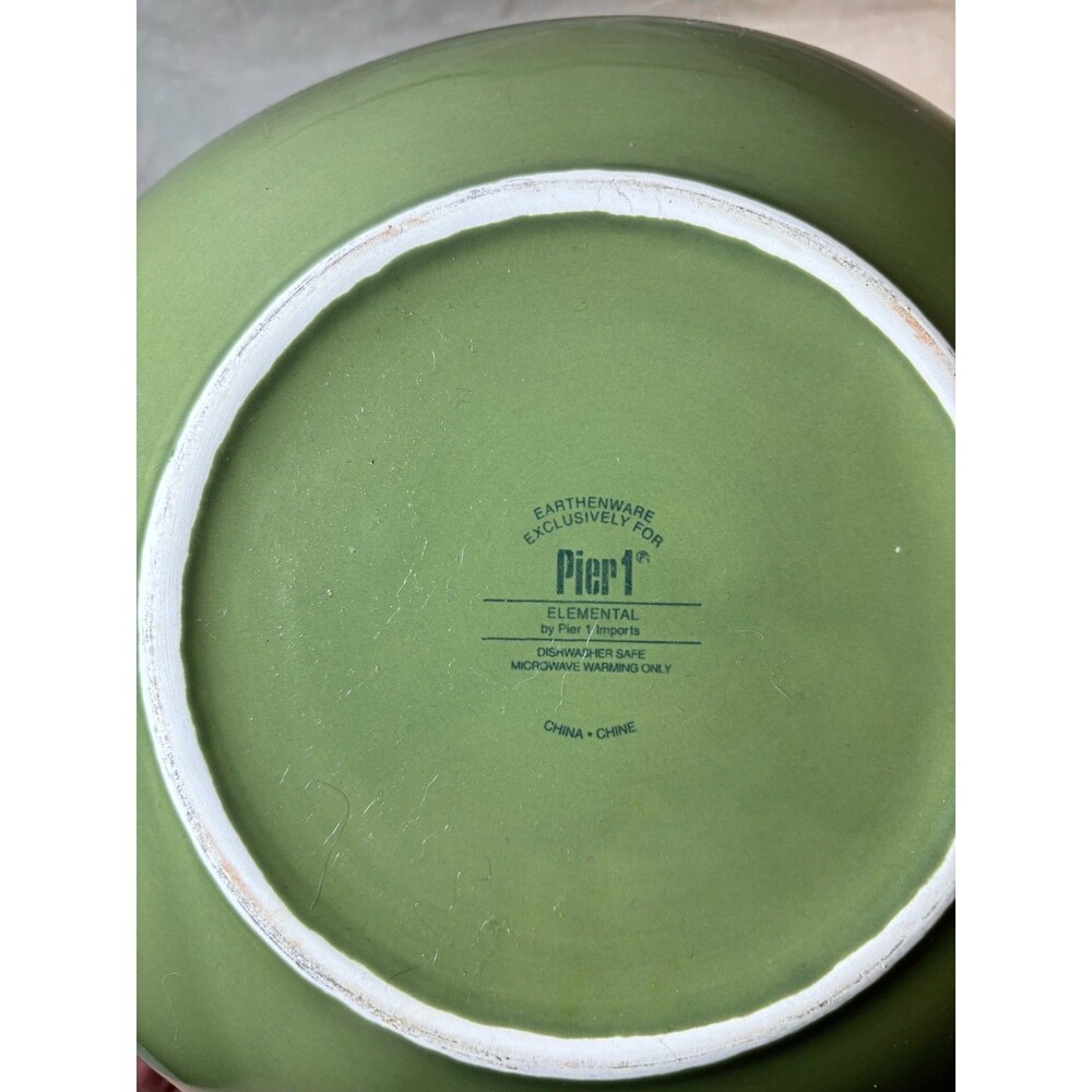 Pier 1 Elemental Sage Green Earthenware 11.75” Plates (2) & 10.75" Bowl Set - Picture 3 of 11